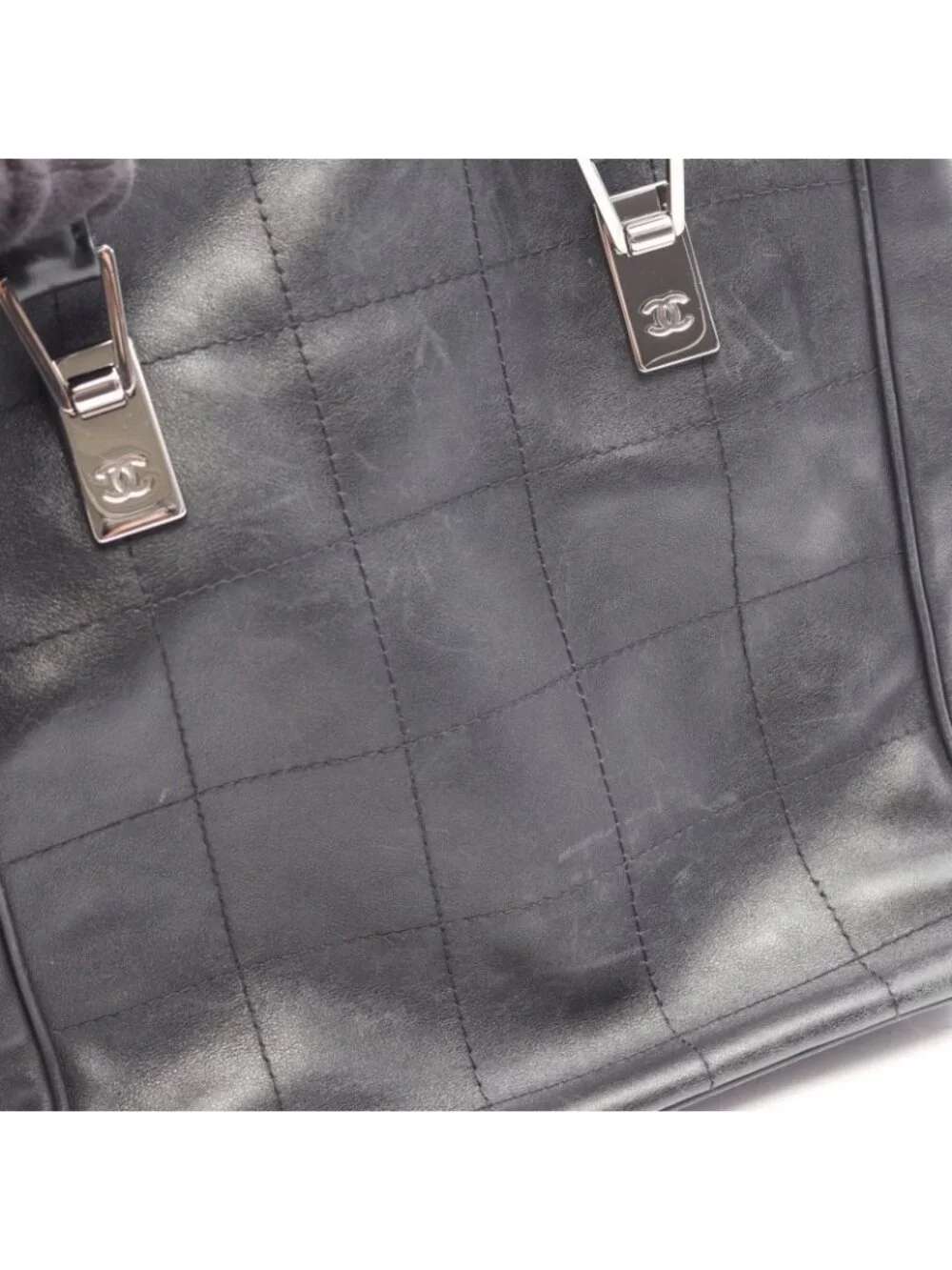 Chanel Tote Bag Choco Bar Black Lambskin